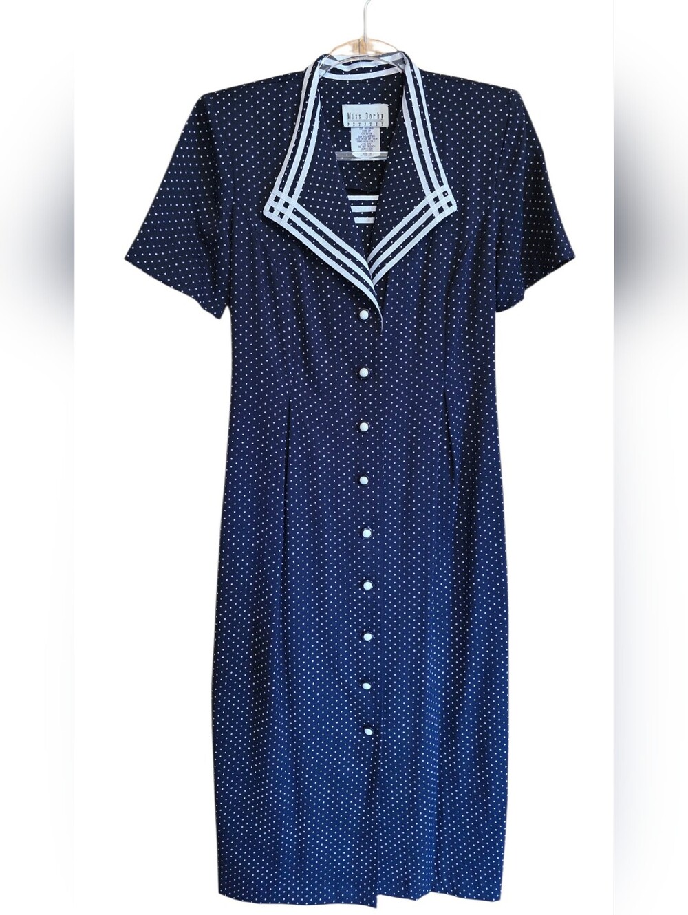 Vintage Miss Darby Petites Polka Dot Dress With Sailor Collar 8P